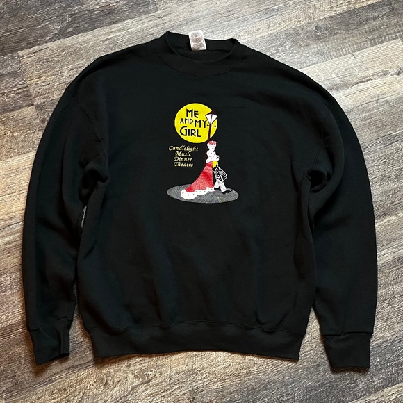 Vintage Me and My Girl Sweatshirt Size XL Black 90's Broadway KC Fruit of the - Picture 1 of 3